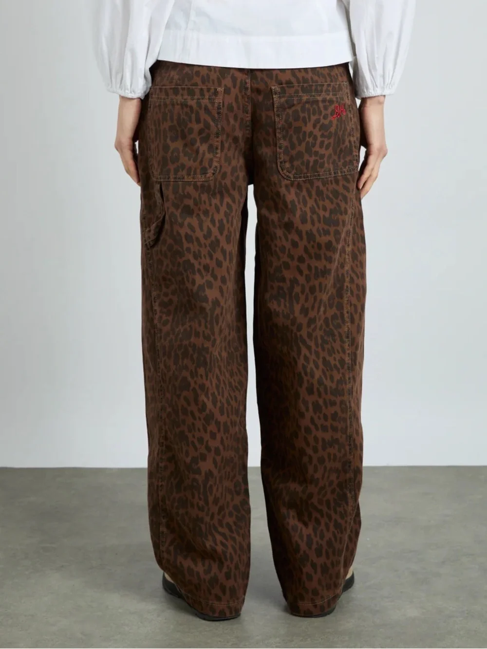 Brand NEW - Damson Madder Free People Brown Leopard Print Wide-Leg Jeans - Picture 3 of 11